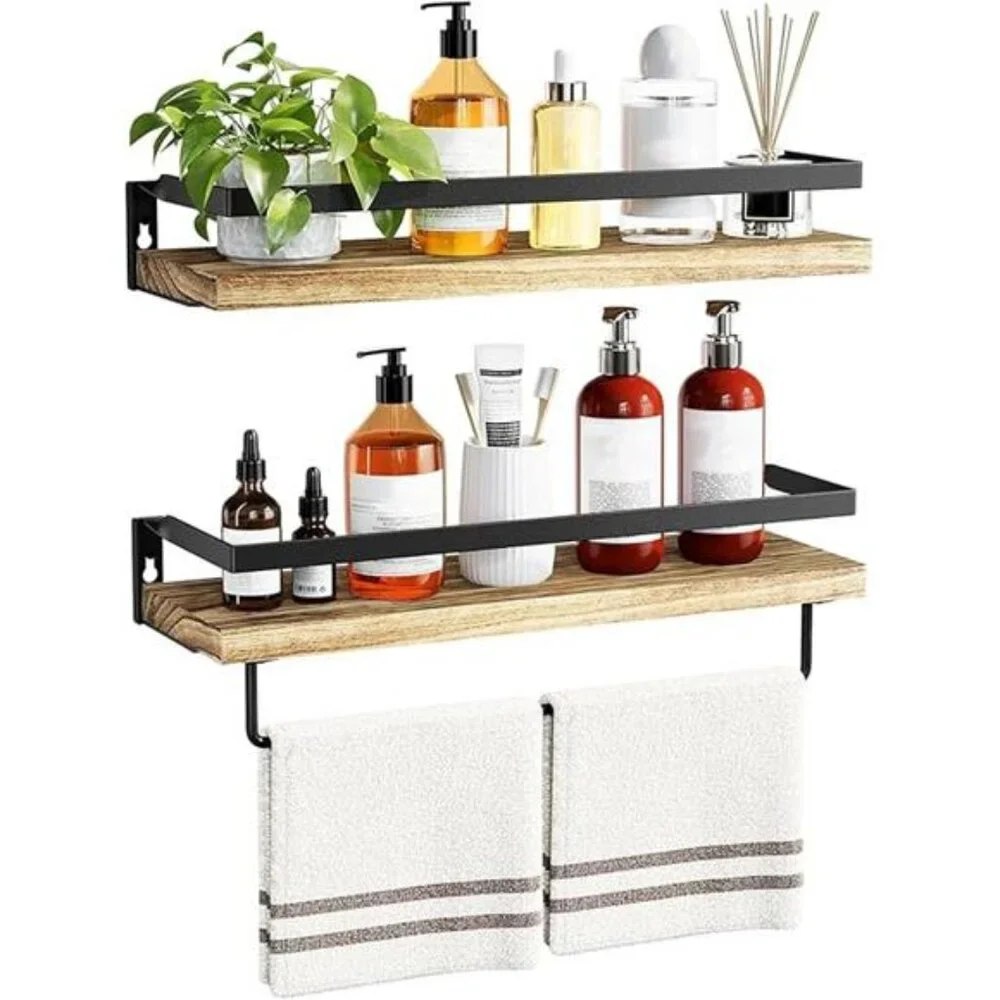 Bathroom Shelves with Towel Bar, Floating Shelves, Wall Shelves for Bathroom